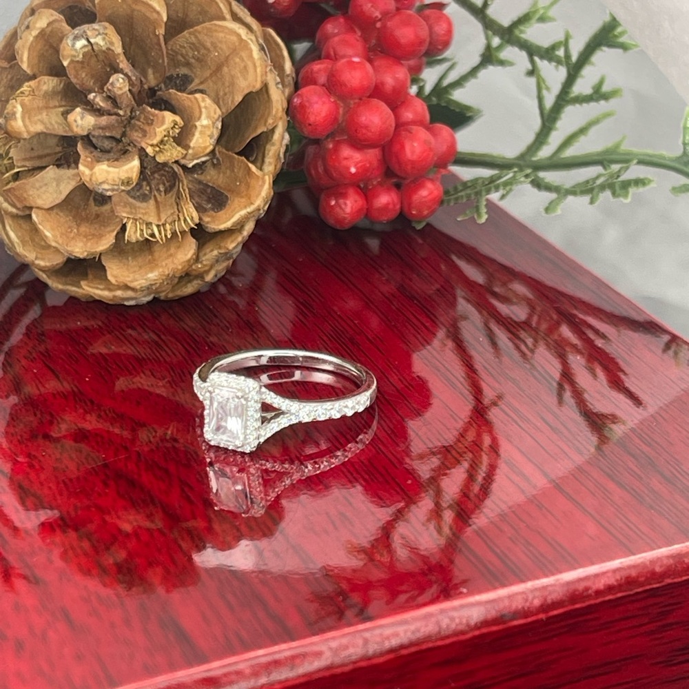 Solid 925 Sterling Silver Clear Crystal Engagemen… - image 5